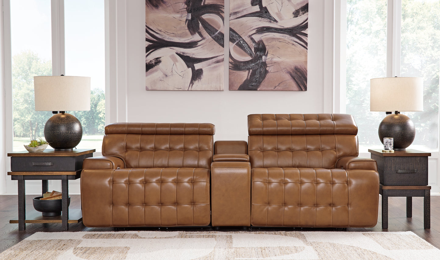 Orange Furniture Outlet - Ashley Furniture - Temmpton Sectional - 3-Piece Power Reclining Sectional Loveseat with Console / Chocolate - U92708S2