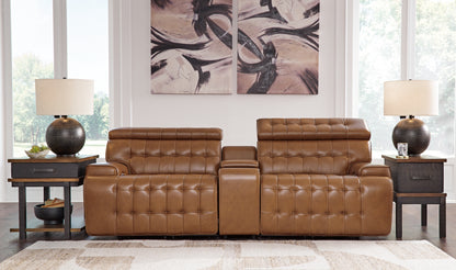 Orange Furniture Outlet - Ashley Furniture - Temmpton Sectional - 3-Piece Power Reclining Sectional Loveseat with Console / Chocolate - U92708S2