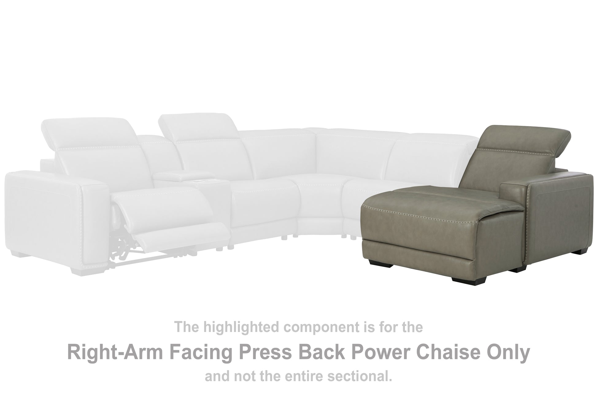 Orange Furniture Outlet - Ashley Furniture - Correze Sectional - RAF PWR Reclining Back Chaise / Gray - U9420297