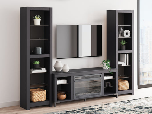 Orange Furniture Outlet - Ashley Furniture - Cayberry 3-Piece Entertainment Center with Electric Fireplace - 3-Piece Entertainment Center with Electric Fireplace / Black - W2721W2