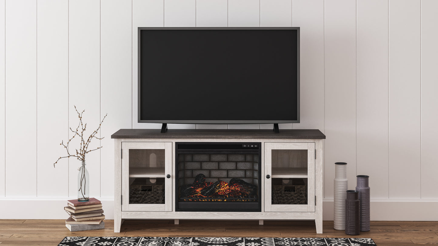 Orange Furniture Outlet - Ashley Furniture - Dorrinson 60" TV Stand with Electric Fireplace - 60" TV Stand with Electric Fireplace / Two-tone - W287W3