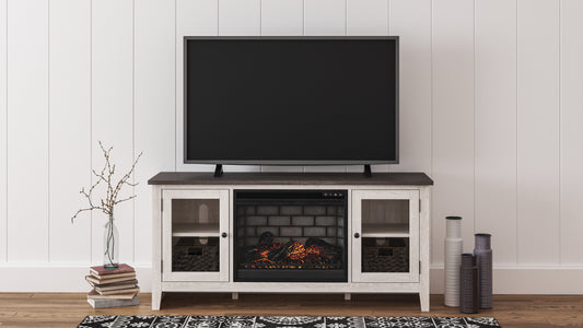 Orange Furniture Outlet - Ashley Furniture - Dorrinson 60" TV Stand with Electric Fireplace - 60" TV Stand with Electric Fireplace / Two-tone - W287W3
