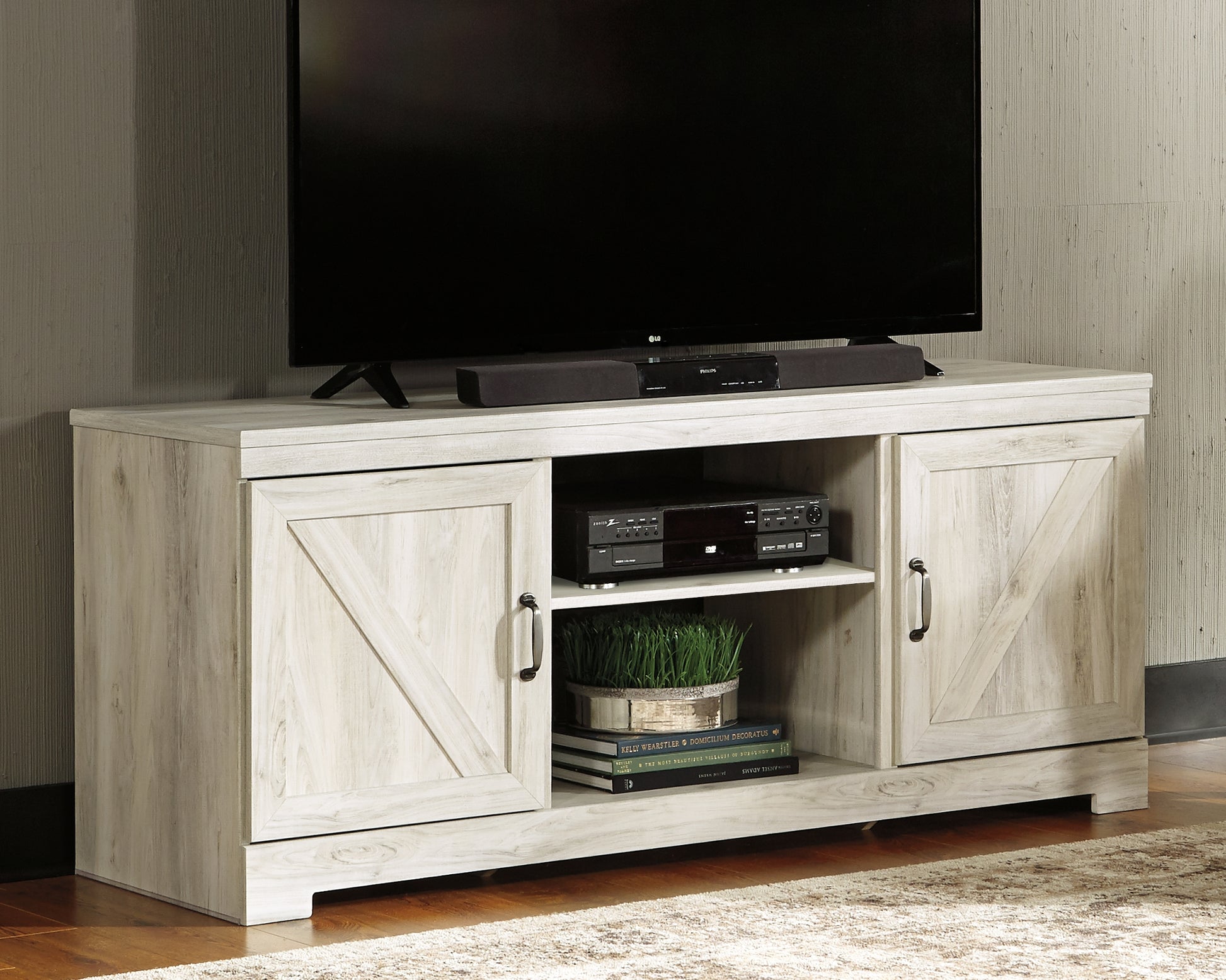 Orange Furniture Outlet - Ashley Furniture - Bellaby TV Stand - 63" / Whitewash - W331-68