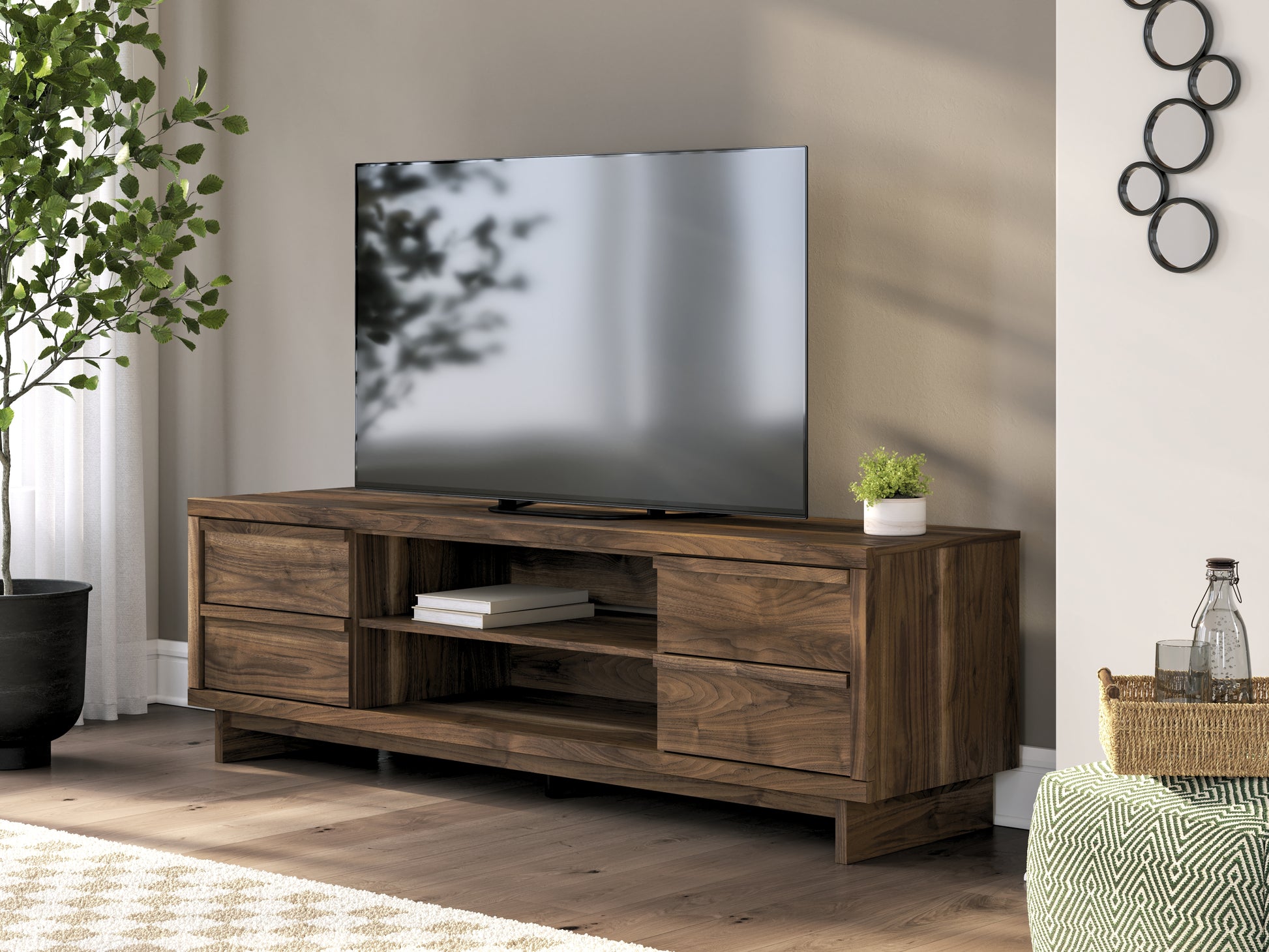 Orange Furniture Outlet - Ashley Furniture - Zadilyn 72" TV Stand - 72" / Brown - W3367-68