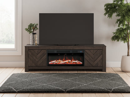 Orange Furniture Outlet - Ashley Furniture - Cayboni 71" TV Stand with Electric Fireplace - 71" TV Stand with Electric Fireplace / Black - W3789W1