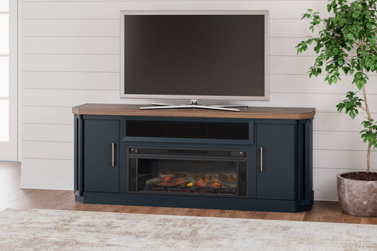 Orange Furniture Outlet - Ashley Furniture - Landocken 83" TV Stand - 83" / Brown/Blue - W402-68