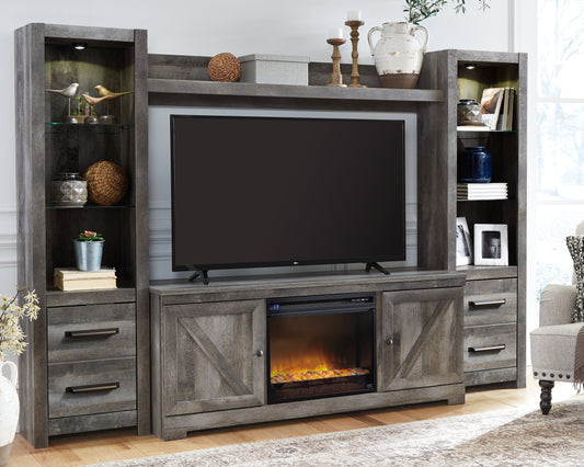 Orange Furniture Outlet - Ashley Furniture - Wynnlow 4-Piece Entertainment Center with Electric Fireplace - 4-Piece Entertainment Center with Electric Fireplace / Gray - W440W5