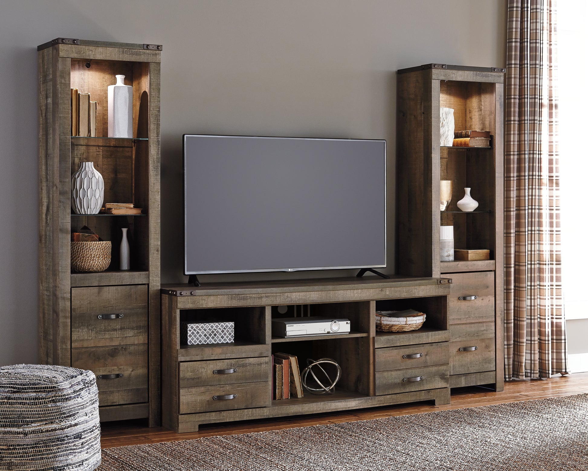 Orange Furniture Outlet - Ashley Furniture - Trinell 3-Piece Entertainment Center - 3-Piece Entertainment Center / Brown - W446W18