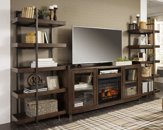 Orange Furniture Outlet - Ashley Furniture - Starmore 3-Piece Wall Unit with Electric Fireplace - 3-Piece Wall Unit with Electric Fireplace / Brown/Gunmetal - W633W6