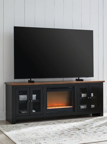 Orange Furniture Outlet - Ashley Furniture - Wildenauer 76" TV Stand with Electric Fireplace - 76" TV Stand with Electric Fireplace / Brown/Black - W664W2
