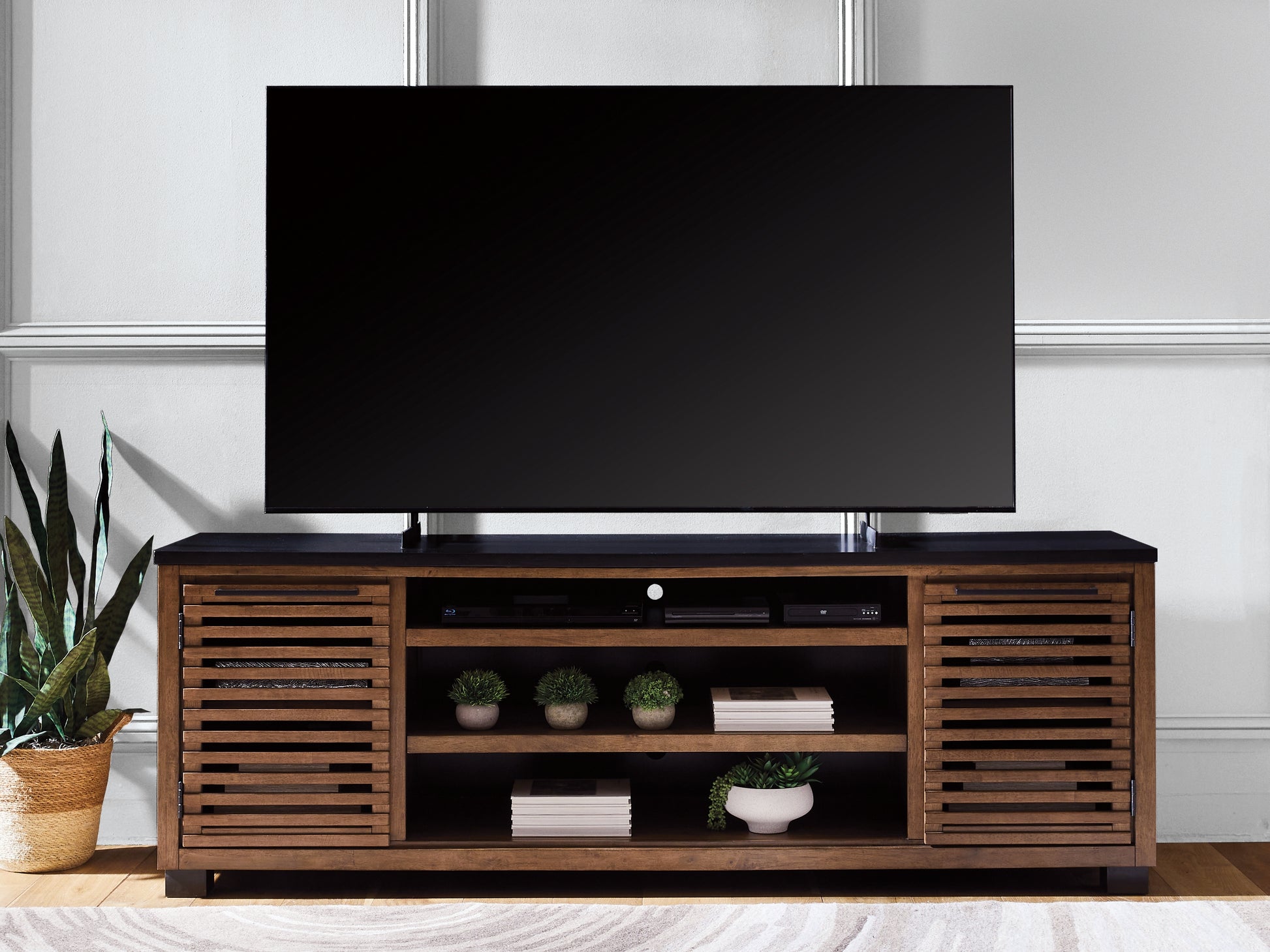 Orange Furniture Outlet - Ashley Furniture - Kallari 84" TV Stand - 84" / Warm Brown/Black - W737-78