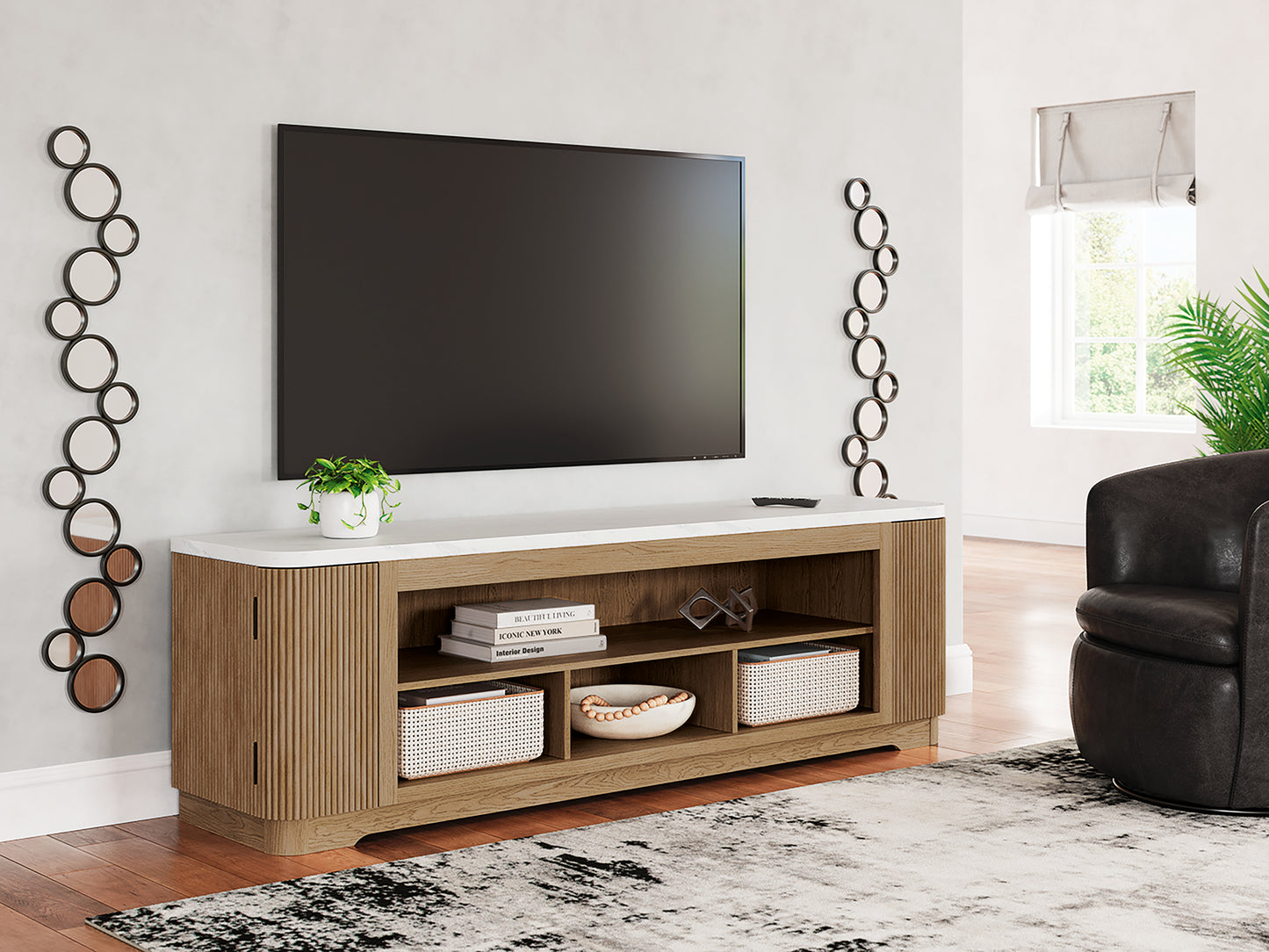 Orange Furniture Outlet - Ashley Furniture - Camdill 80" TV Stand - 80" / Light Brown - W808-68