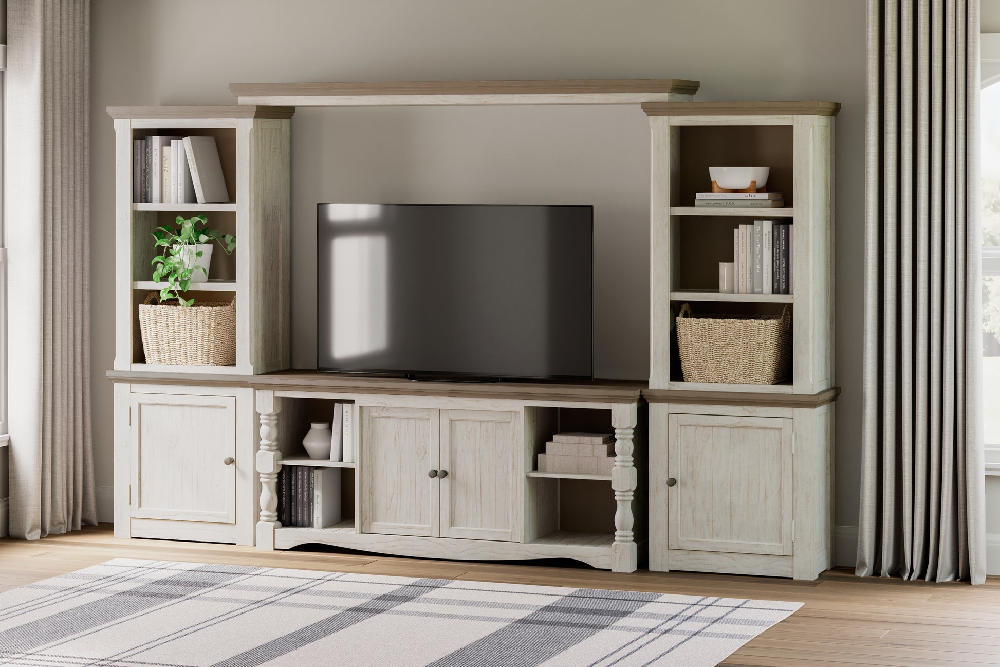 Orange Furniture Outlet - Ashley Furniture - Havalance Entertainment Center - Bridge / Two-tone - W814-35