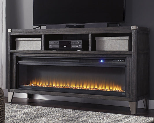 Orange Furniture Outlet - Ashley Furniture - Todoe 65" TV Stand with Electric Fireplace - 65" TV Stand with Electric Fireplace / Gray - W901W1