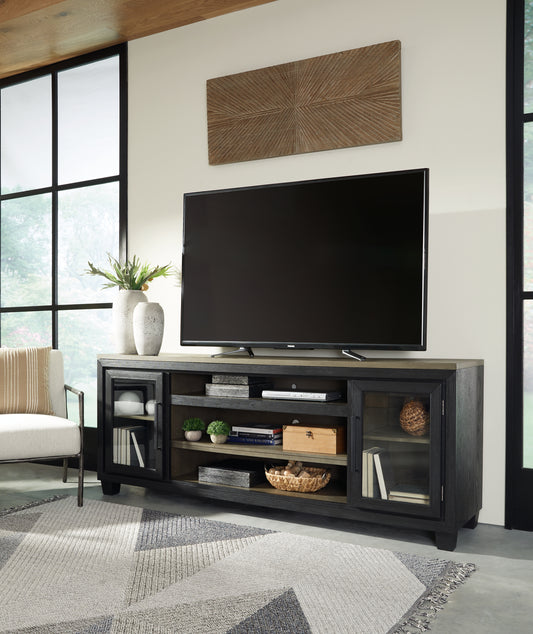 Orange Furniture Outlet - Ashley Furniture - Foyland 83" TV Stand - 83" / Black/Brown - W989-68